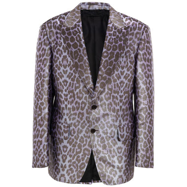 Tom Ford Leopard-Print Viscose Blazer — Purple