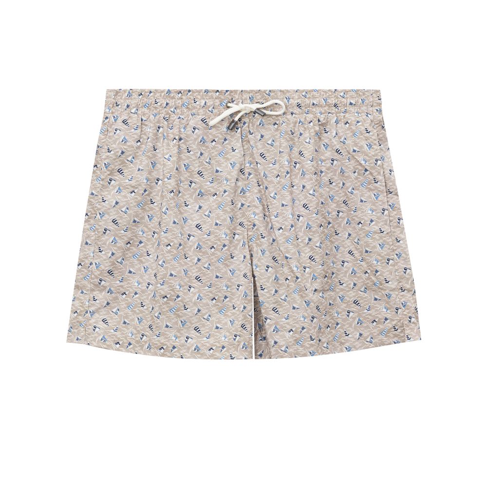 Canali 100% Polyester swim shorts in beige