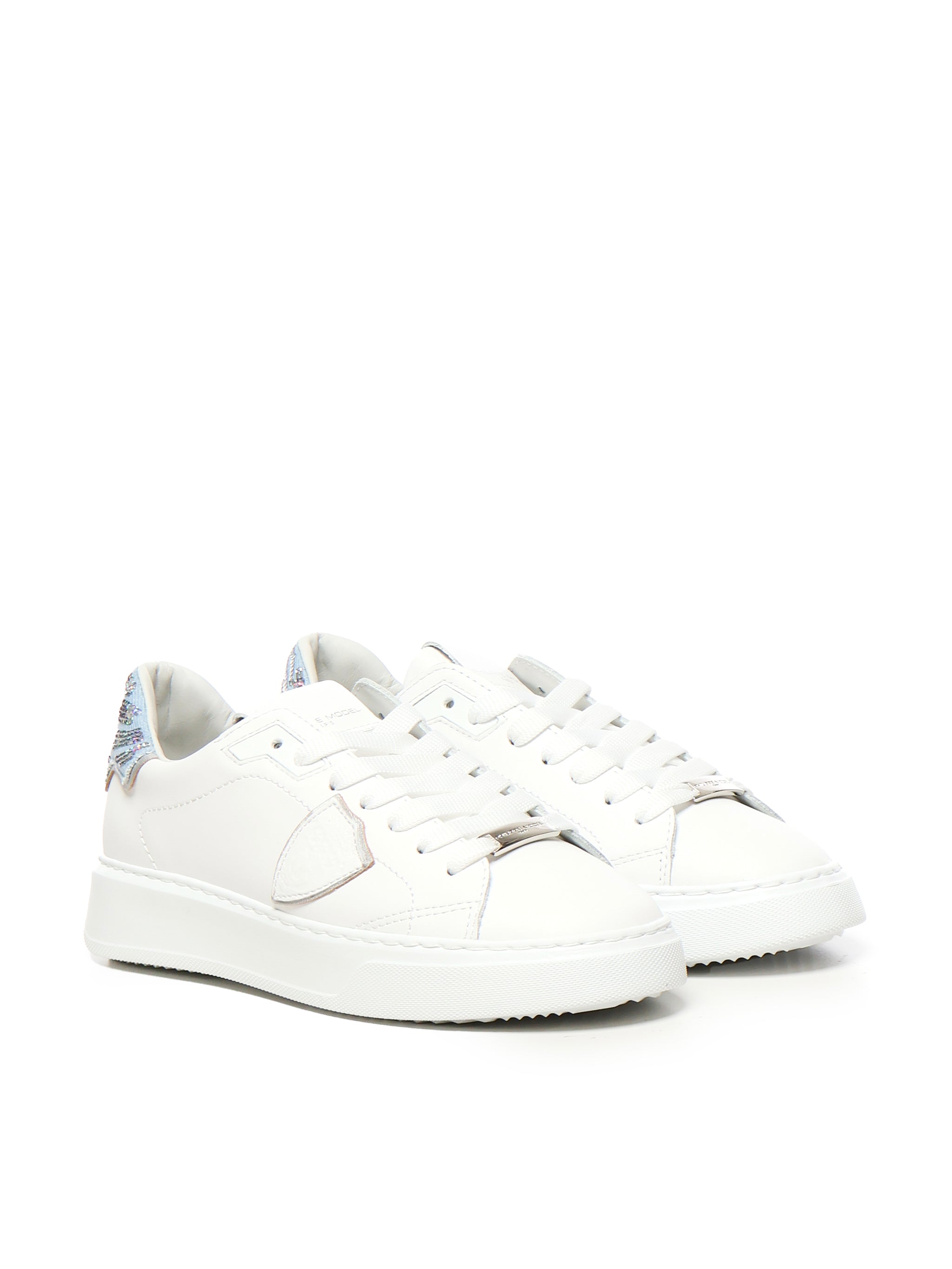Philippe Model Sneakers White, Silver Calf Leather