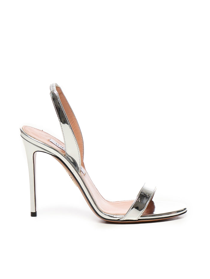 Aquazzura Sandals Silver Patent Leather