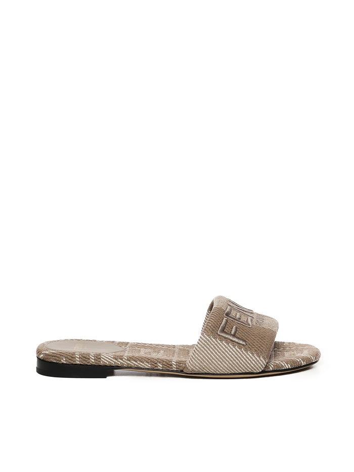 Fendi Sandals Beige Cotton