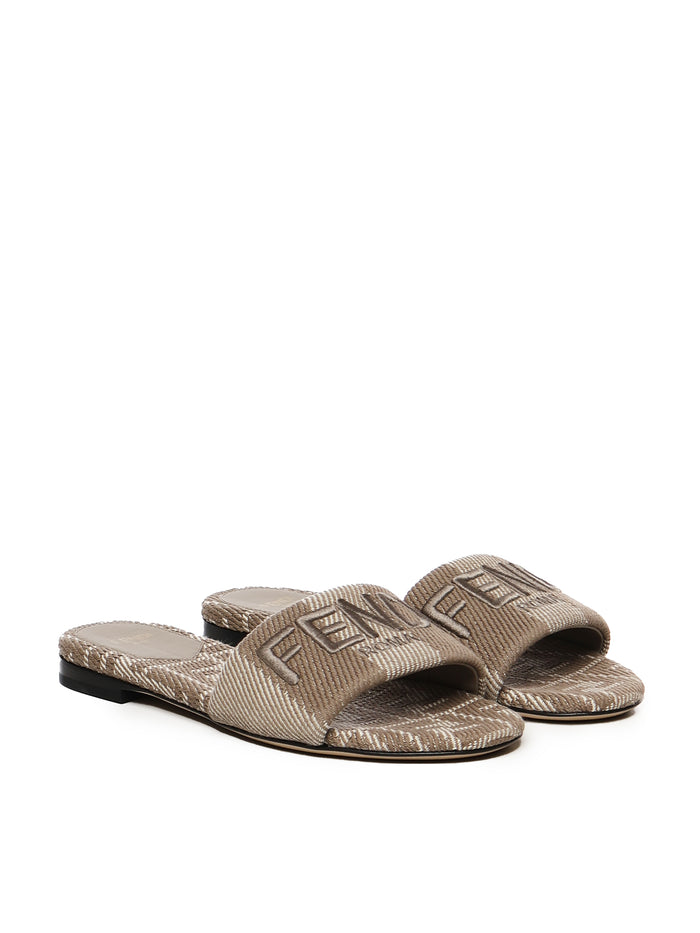 Fendi Sandals Beige Cotton