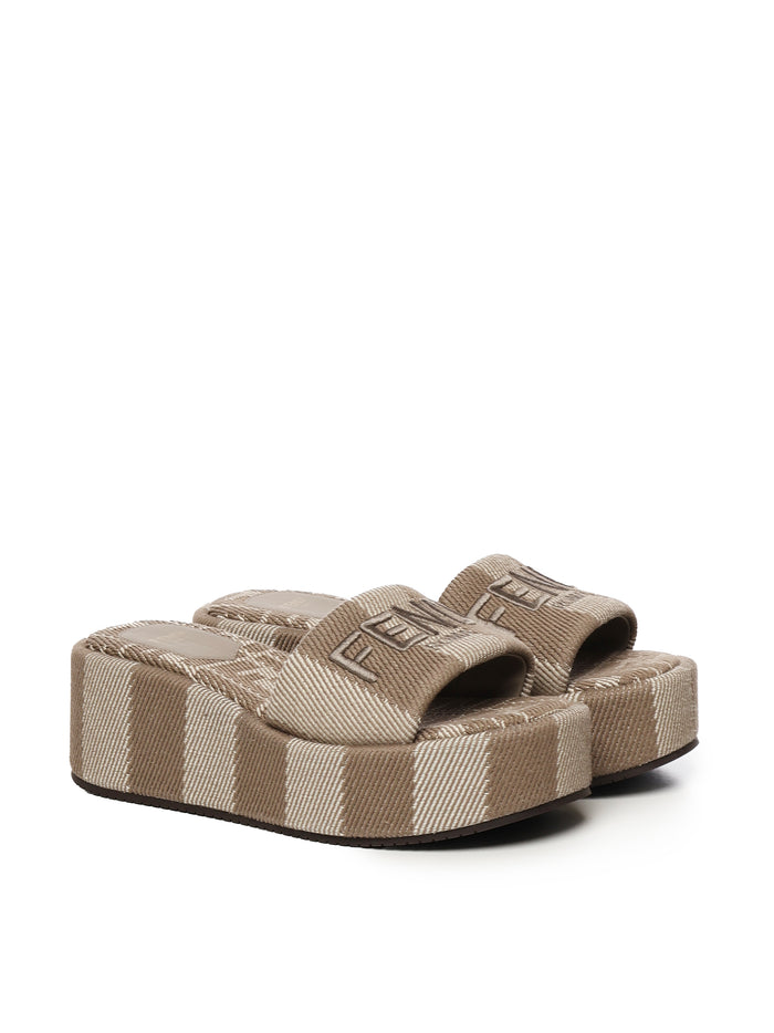 Fendi Sandals Beige Cotton