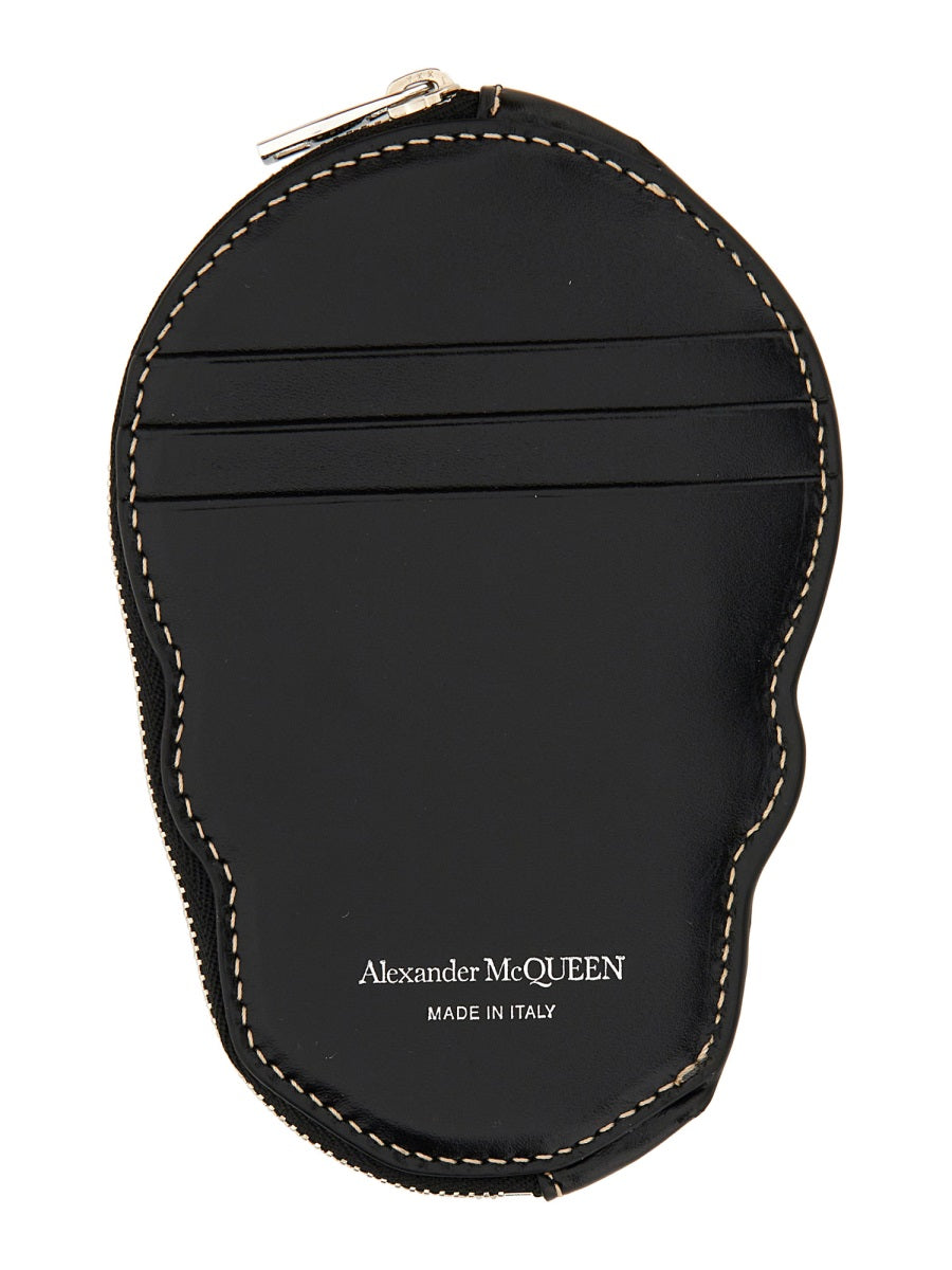 Skull Card Holder Black Calf Skin Wallets & Purses