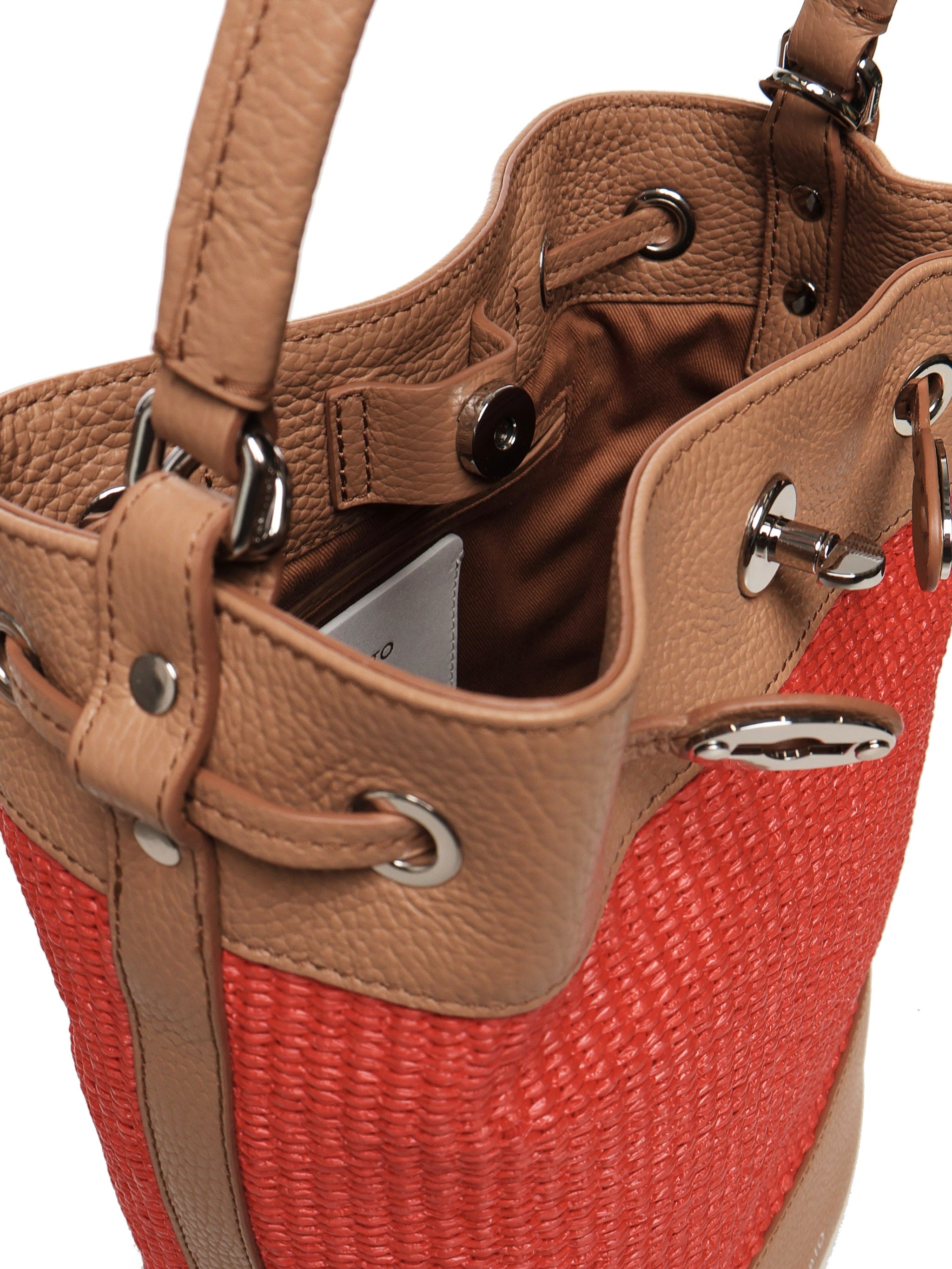 Zanellato Bags Red Beige Straw Fabric