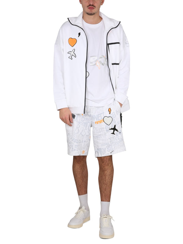 White Sweatshirt With Logo Cotton Sweatshirts