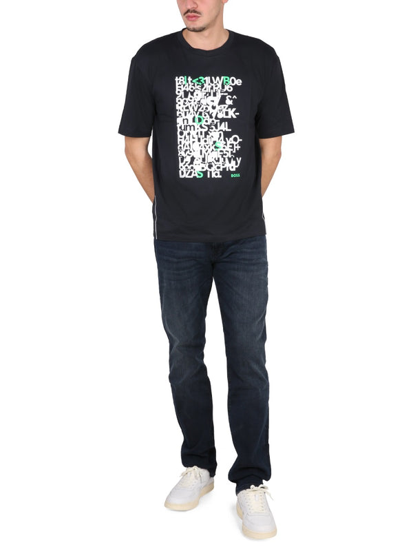 Logo Print T-Shirt Blue Cotton T-shirts