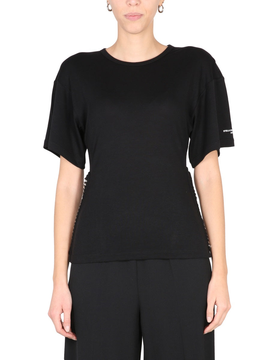 T-Shirt With Chain Detail Black Lyocell T-shirts