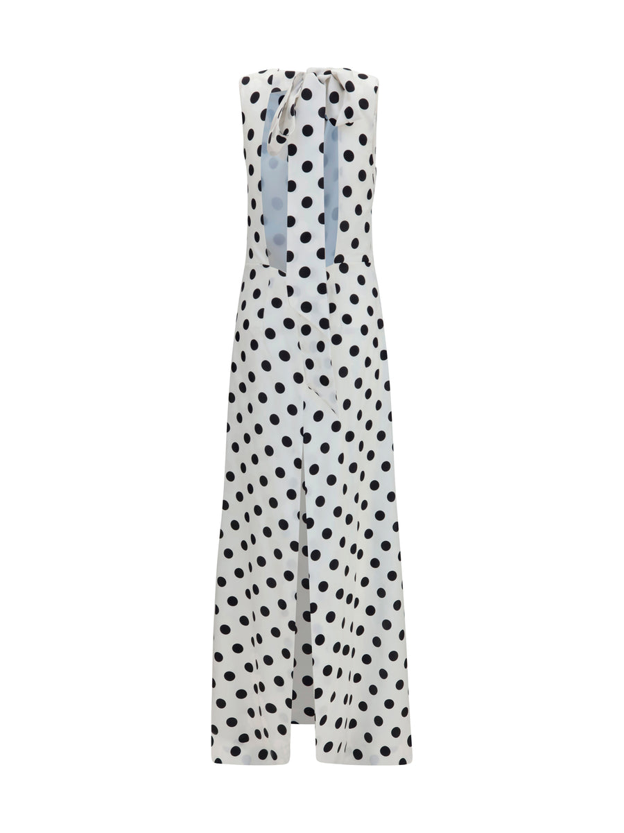 Sleeveless Maxi Dress Black-White Silk Black/white