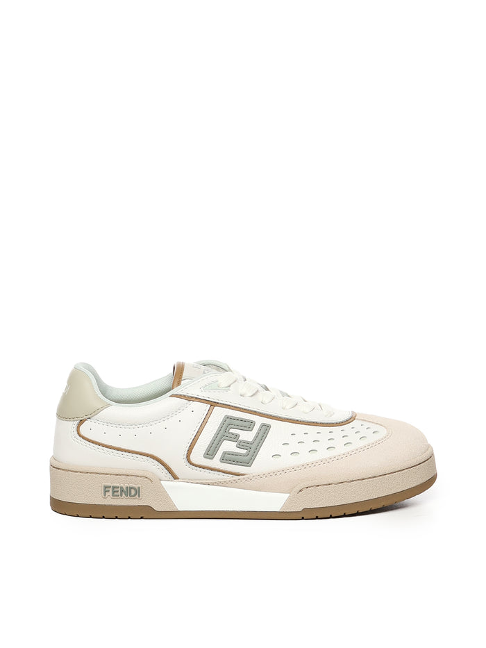 Fendi Sneakers White, Beige Calfskin