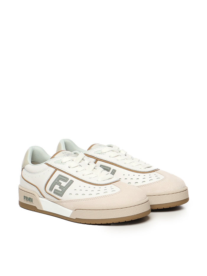 Fendi Sneakers White, Beige Calfskin