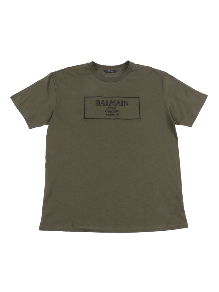 T-Shirt-Top Green Cotton Short Sleeves T-shirt