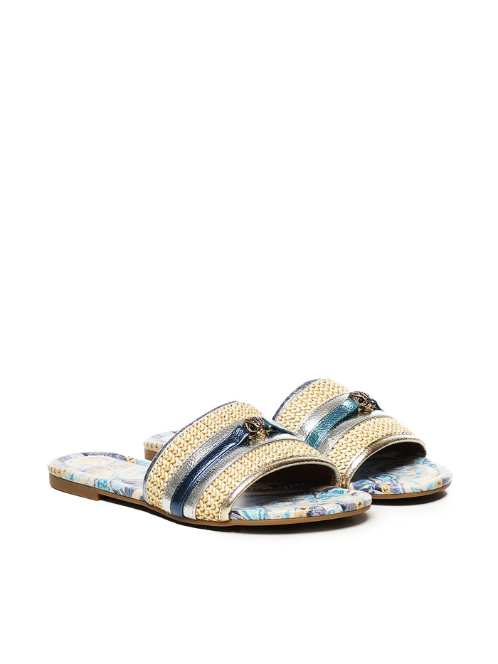 Kurt Geiger Sandals Beige,silver Canvas