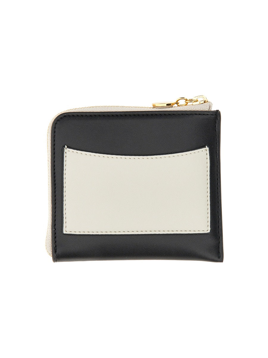 Zipped Wallet Black Polyurethane & Purses