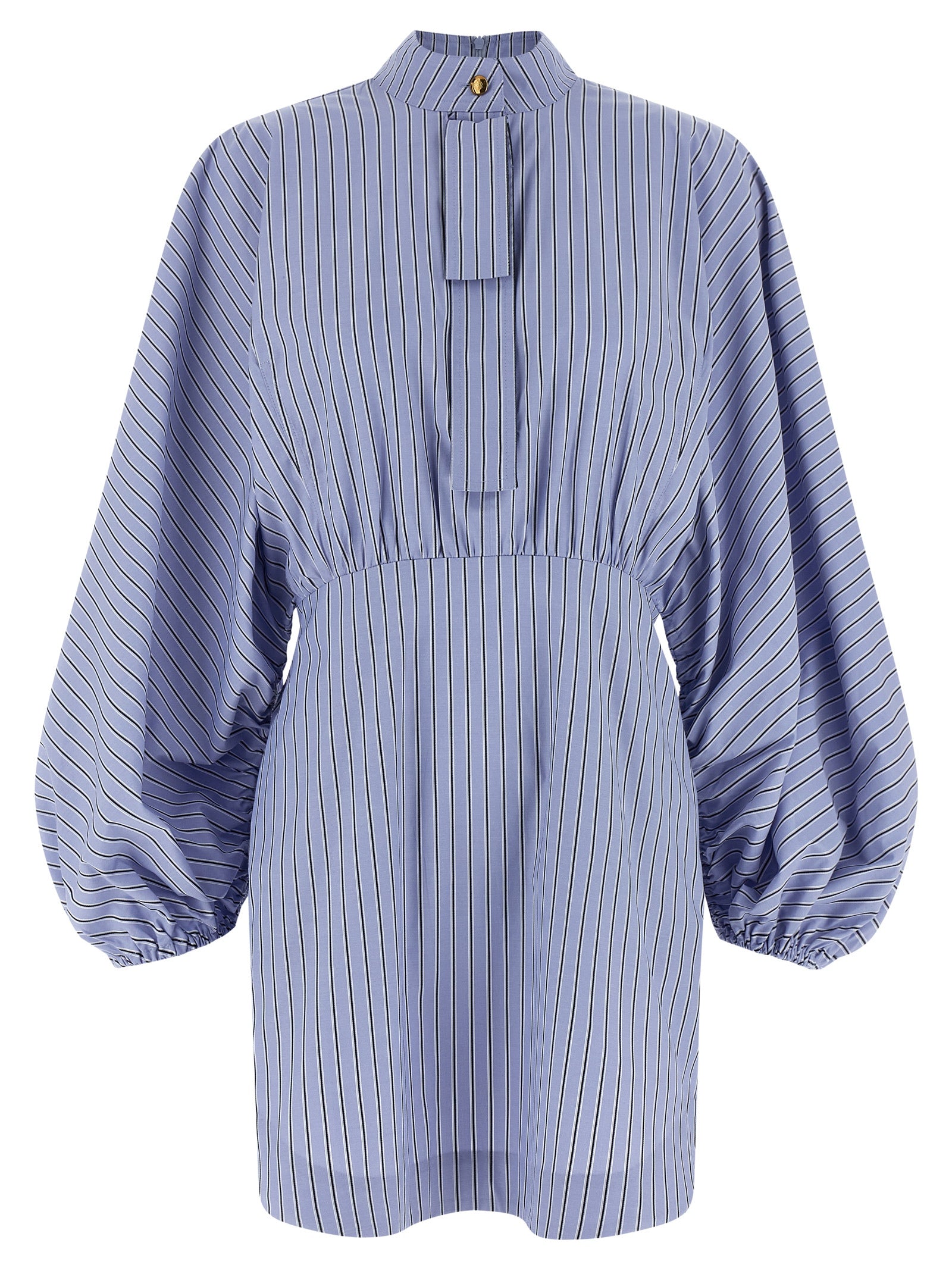 Drawstring Stripe Mini dress Light Blue Polyester