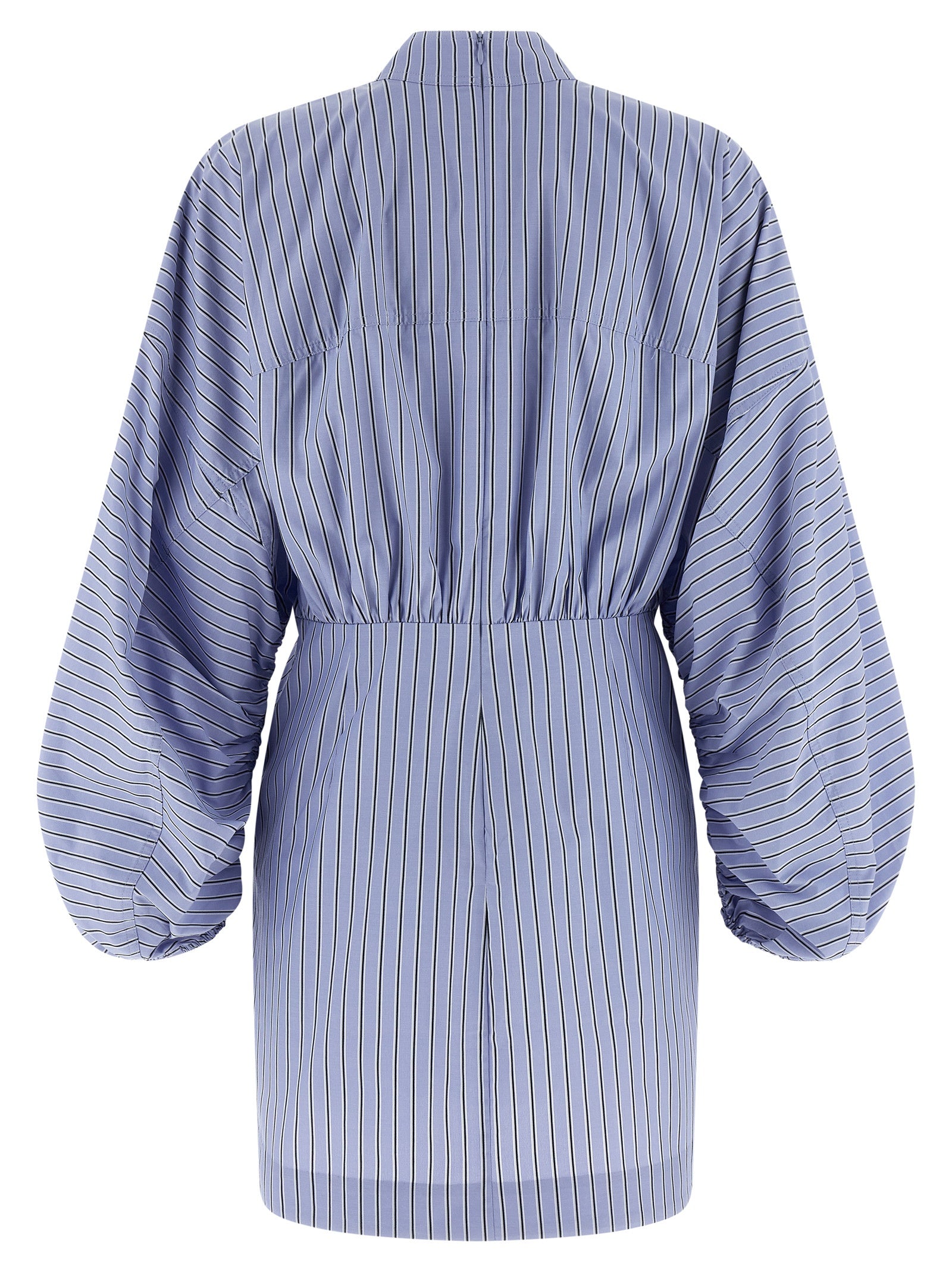 Drawstring Stripe Mini dress Light Blue Polyester