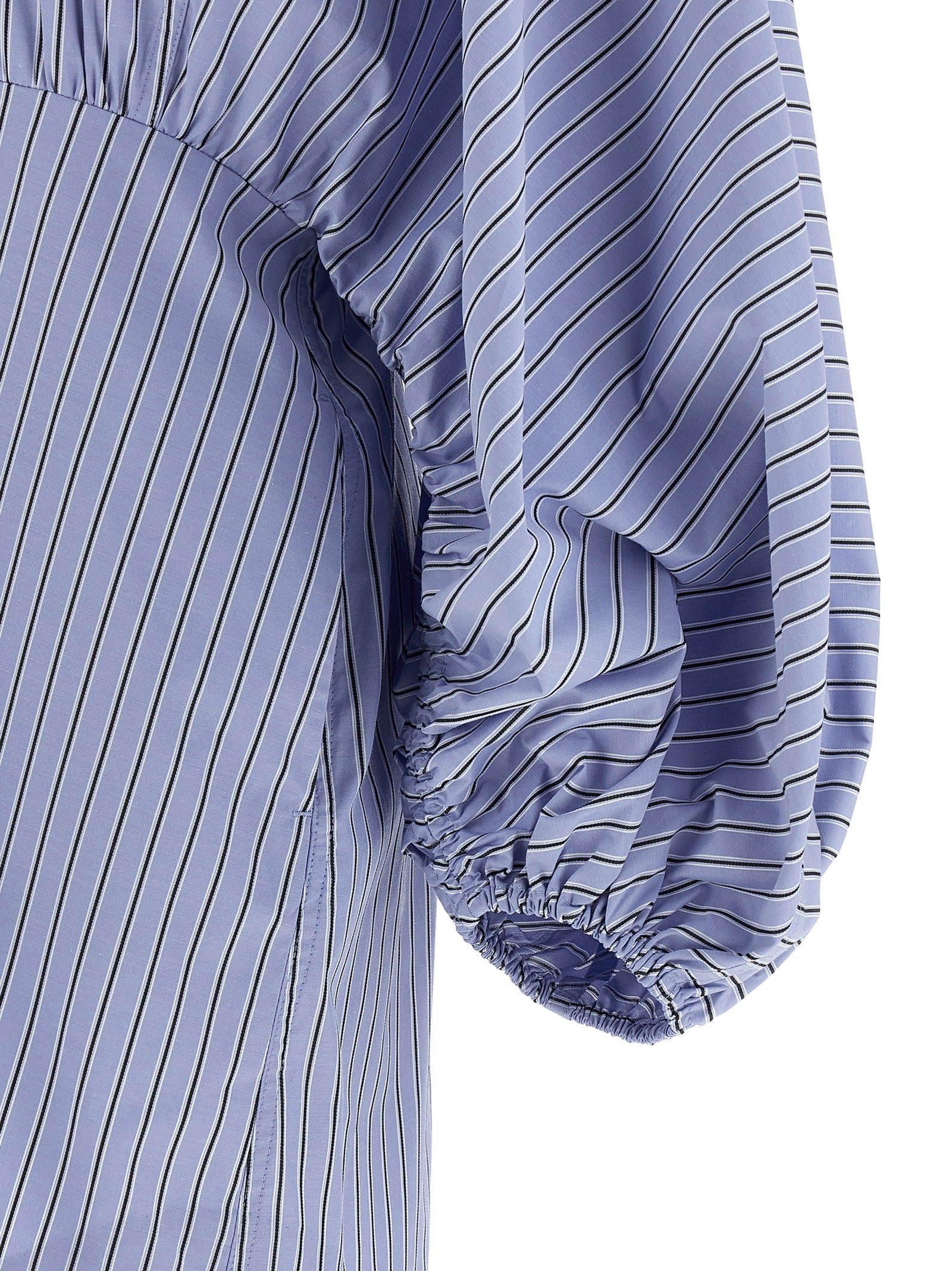 Drawstring Stripe Mini dress Light Blue Polyester