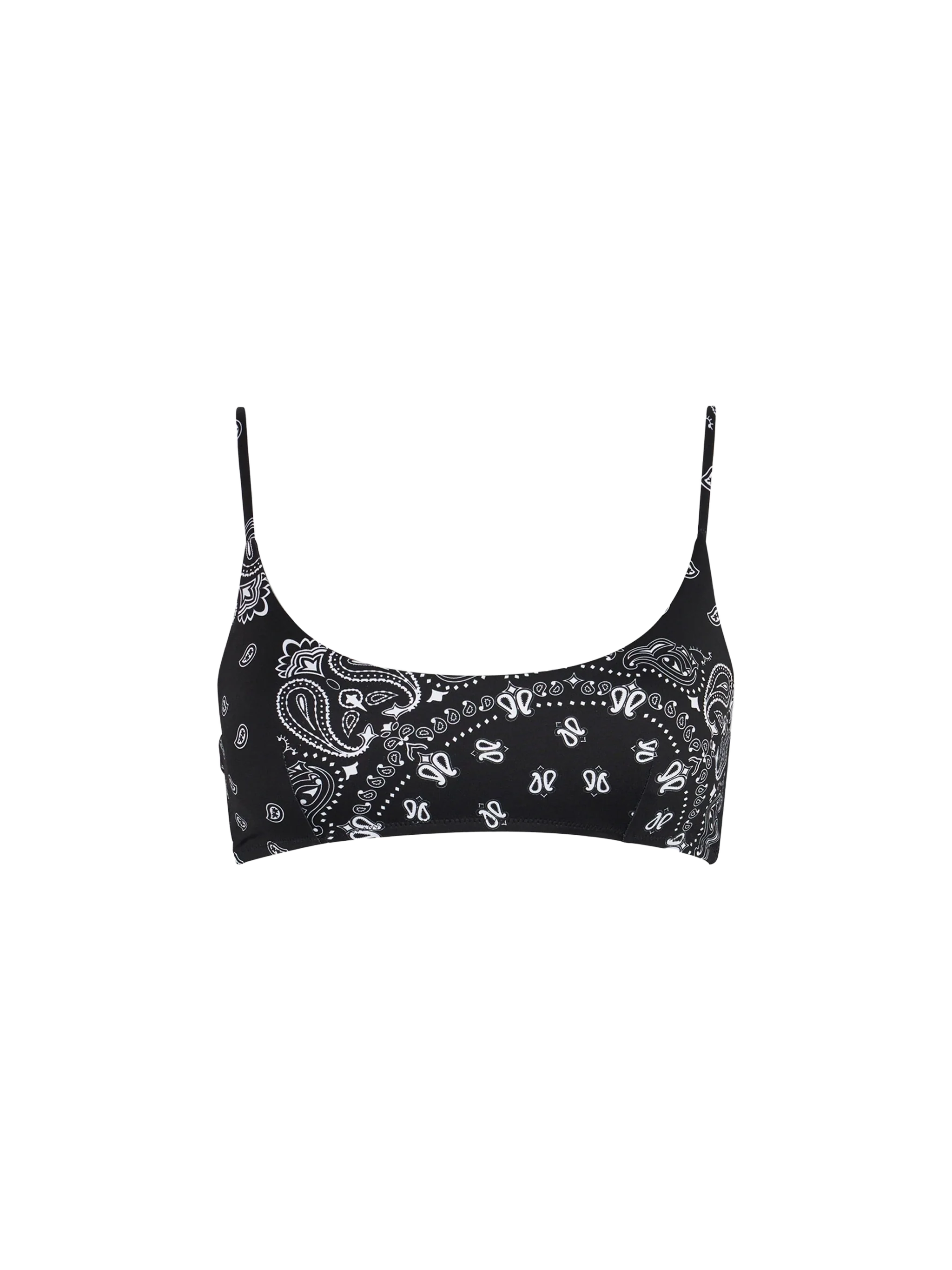 Veronika Bandana Print Triangle Bikini Top With Charms Black