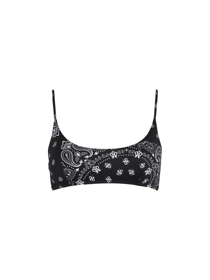 Veronika Bandana Print Triangle Bikini Top With Charms Black