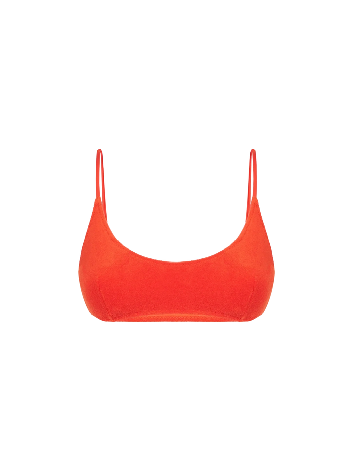 Orange Judy Terry Bralette Bikini Top Brown