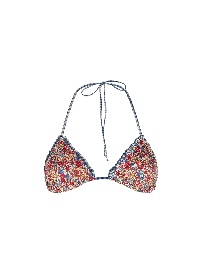 Woman Ruffled Triangle With Liberty Print | Made Fabric Blue Top