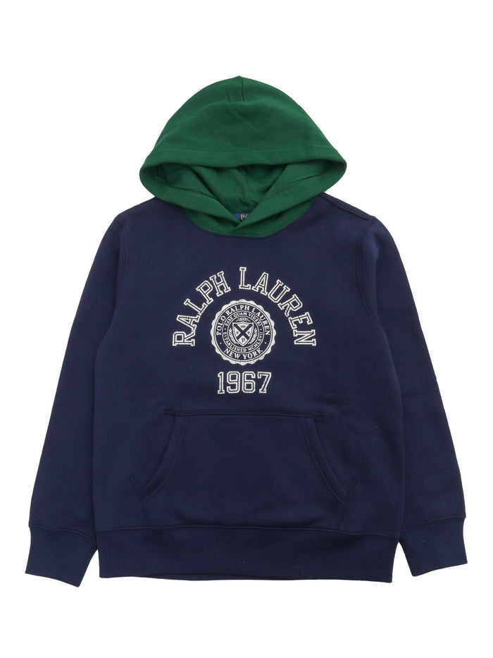 Lspohoodm1-Knit Shirts-Sweatshirt Blue Cotton Polyester