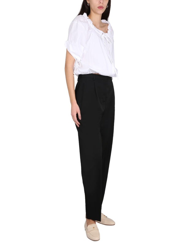 Wool Trousers With Concealed Closure Black