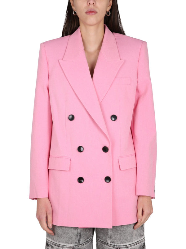 Double-Breasted Jacket Pink Viscose