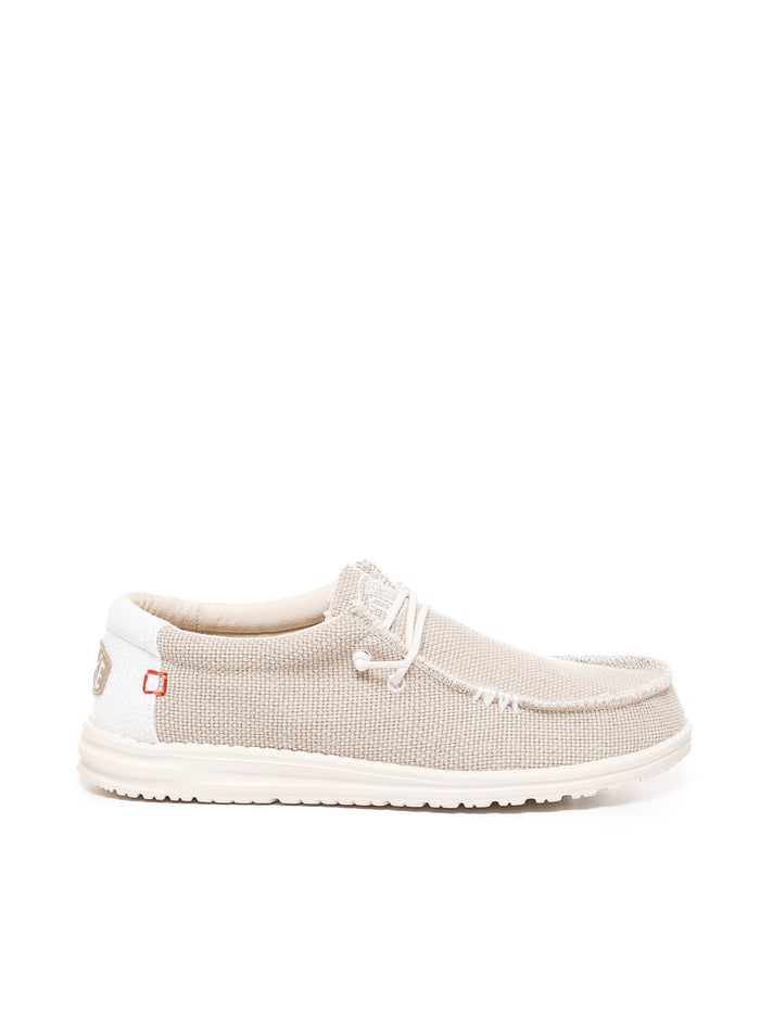 Hey Dude Flat Shoes Beige Canvas