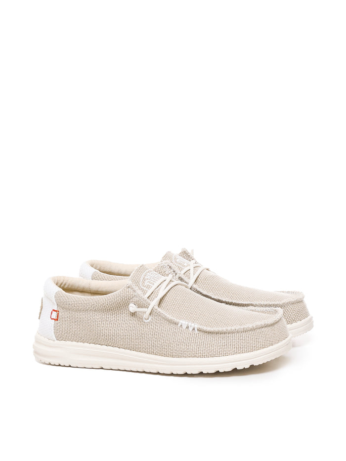 Hey Dude Flat Shoes Beige Canvas