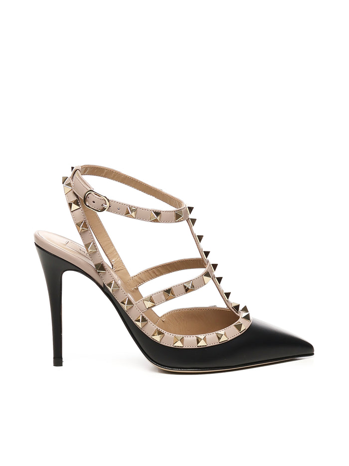 Valentino Garavani With Heel Black,beige Calfskin