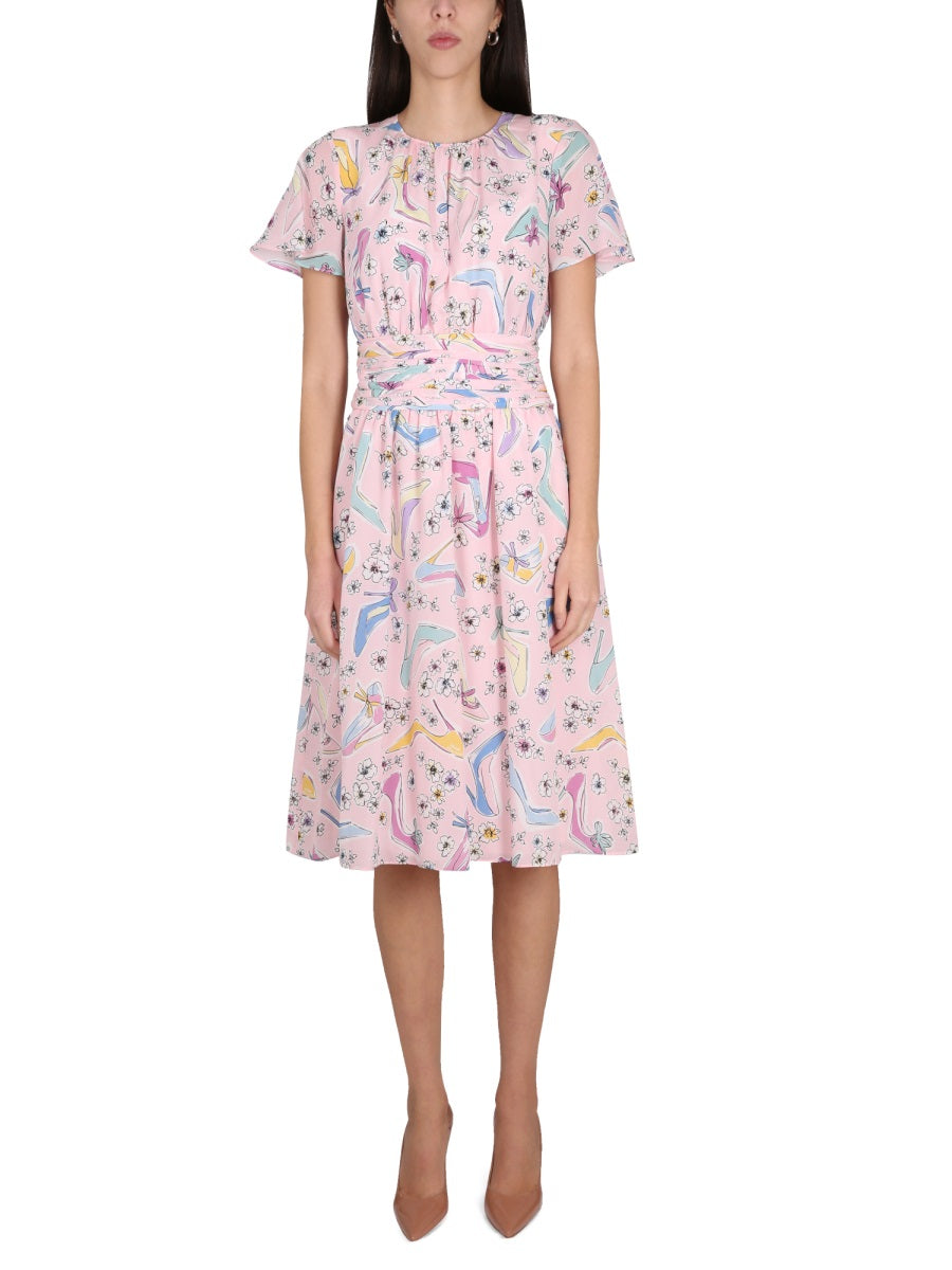 Heels And Flowers Dress Pink Silk