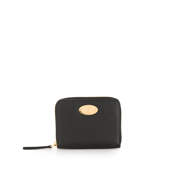 Leather Zip-Around Purse Black Leather: Wallets & Purses