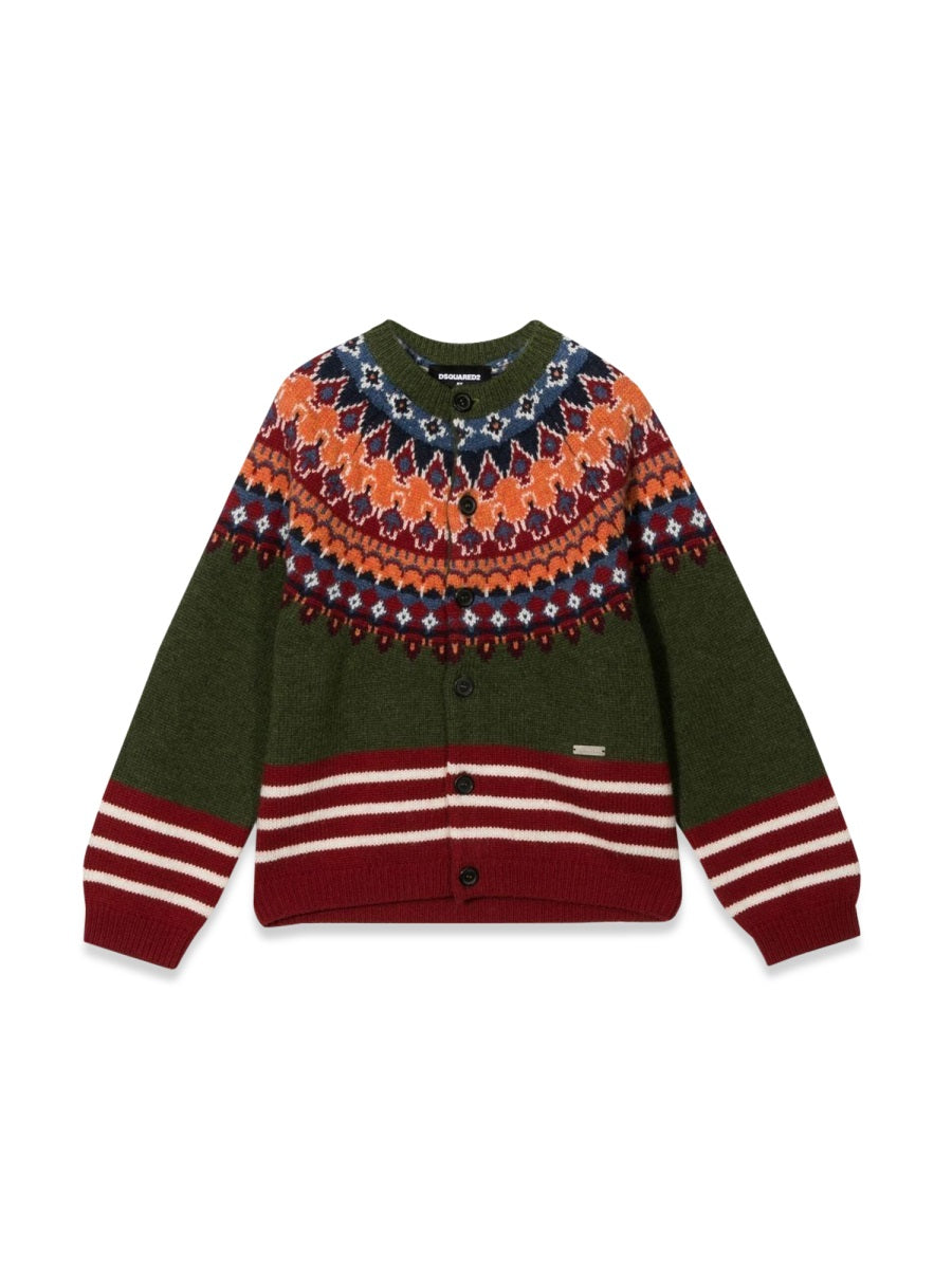 Cardigan With Buttons Multicolour Virgin Wool Jumpers