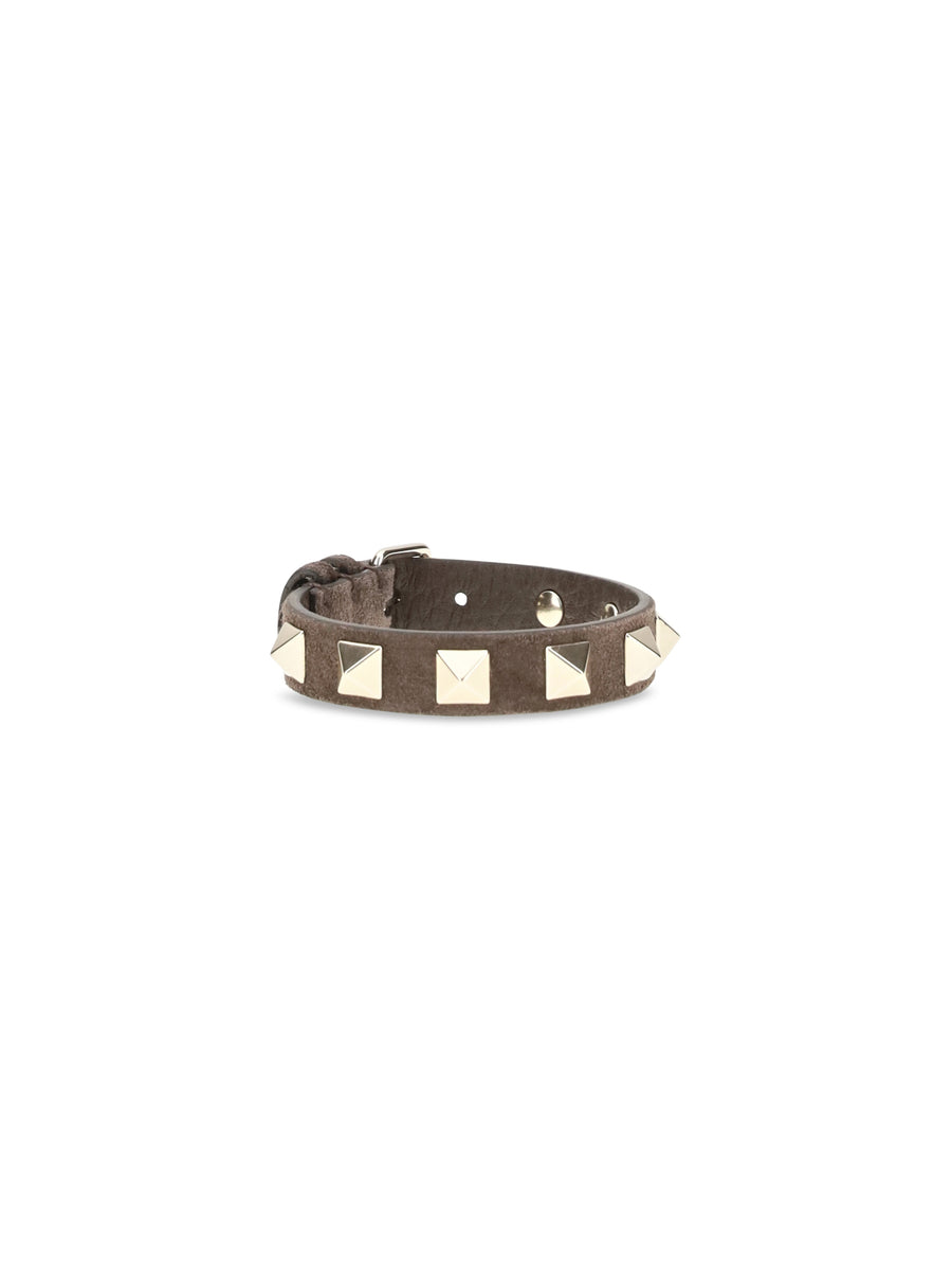 Bracelet Rockstud Ebony Brown Calf Leather Bracelets
