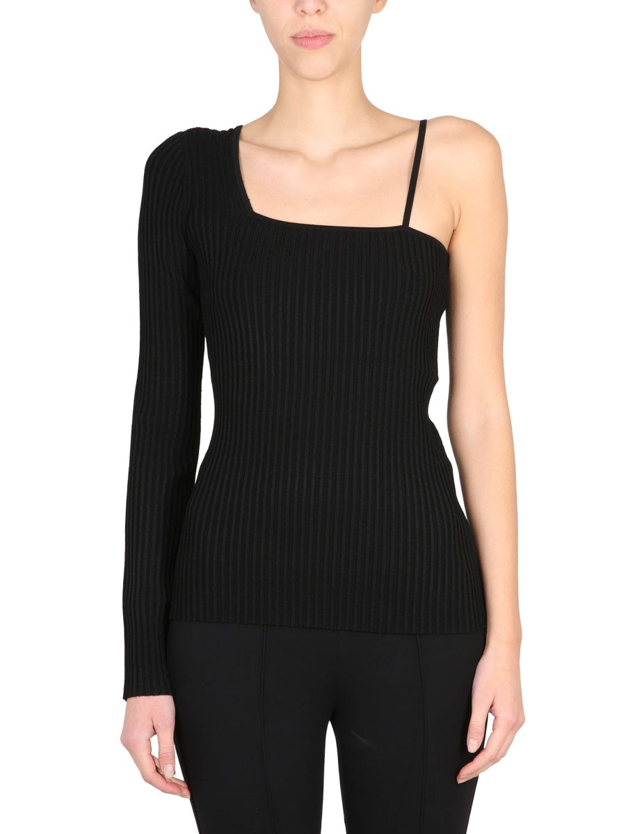 Asymmetrical One-Piece Top Black Viscose Tops