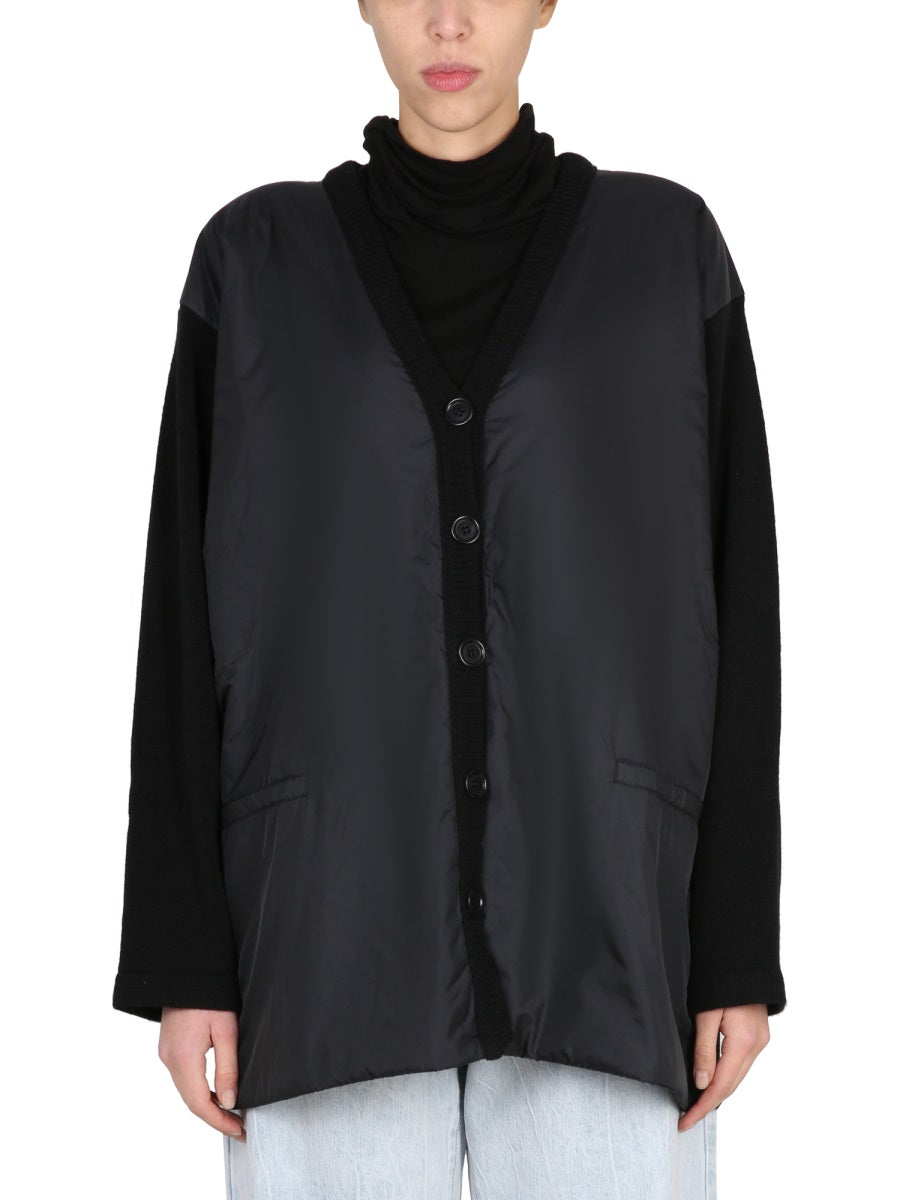 V-Neck Cardigan Black Wool Jacket