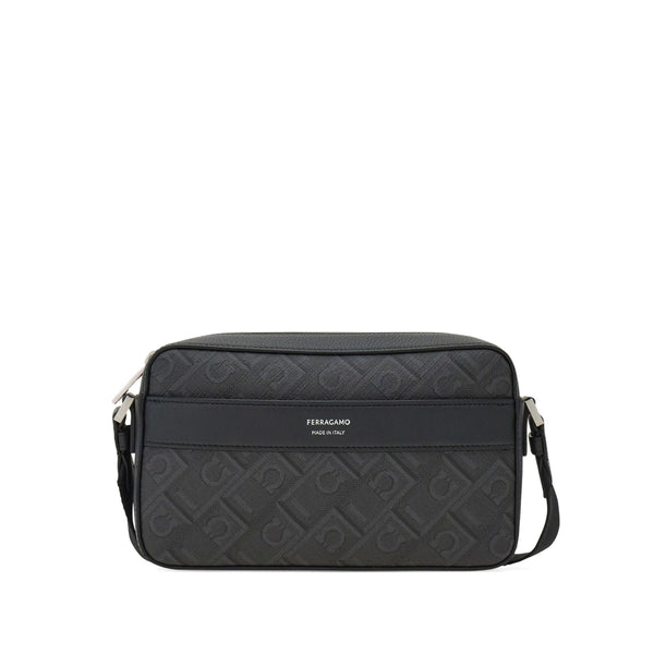 Ferragamo Black Luggage Black/grey Cotton: 9. Messenger Bags
