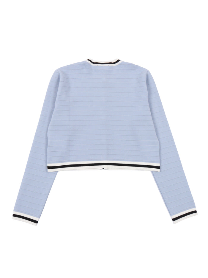 Knit Cardigan Light Blue Cotton Elastane