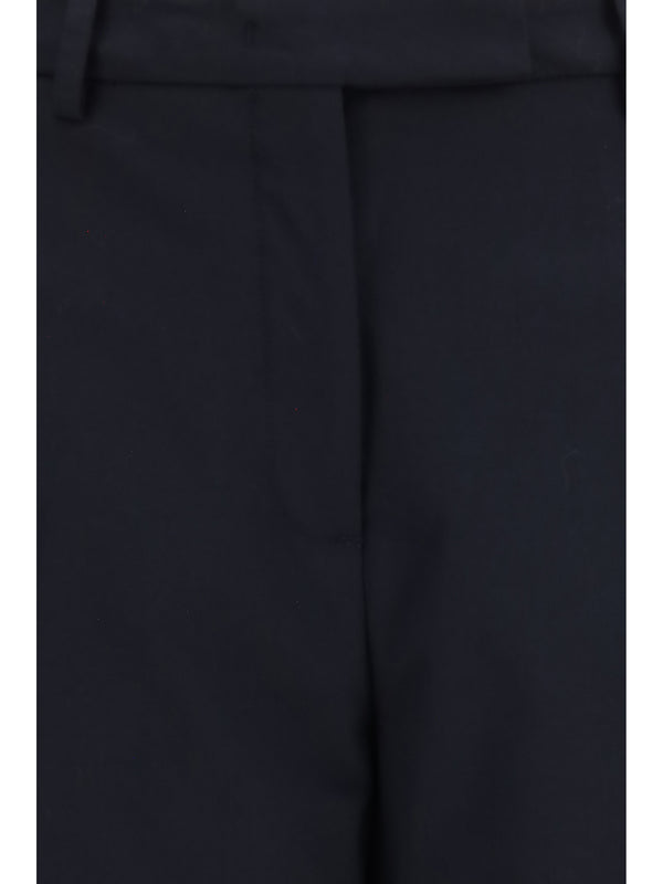 Trousers Straight-Leg Wool-Blend Night Blue Polyester