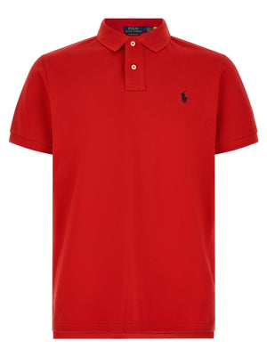 Polo Ralph Lauren Logo-Embroidered Piqué Polo Shirt — Red