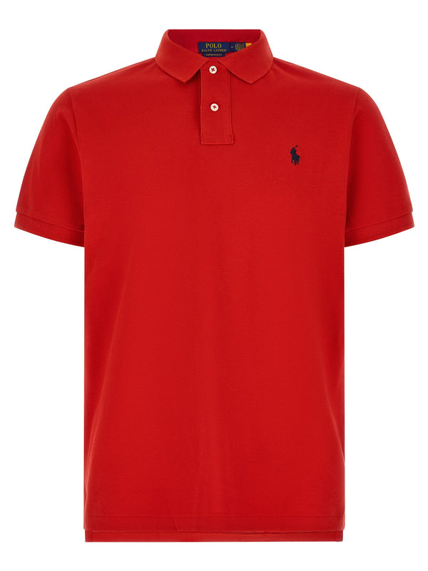 Polo Ralph Lauren Logo-Embroidered Piqué Polo Shirt — Red