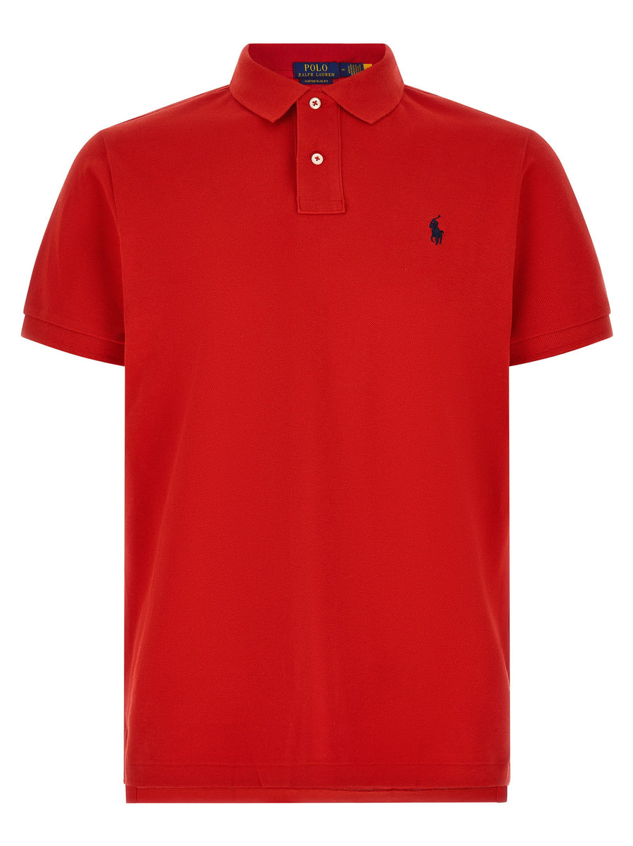 Polo Ralph Lauren Logo-Embroidered Piqué Polo Shirt — Red
