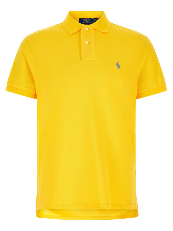 Polo Ralph Lauren Logo-Embroidered Piqué Cotton Polo — Yellow