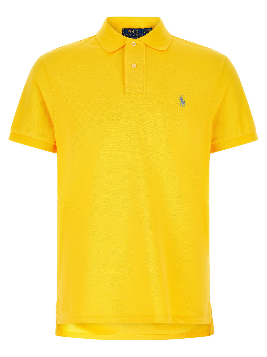 Polo Ralph Lauren Logo-Embroidered Piqué Cotton Polo — Yellow