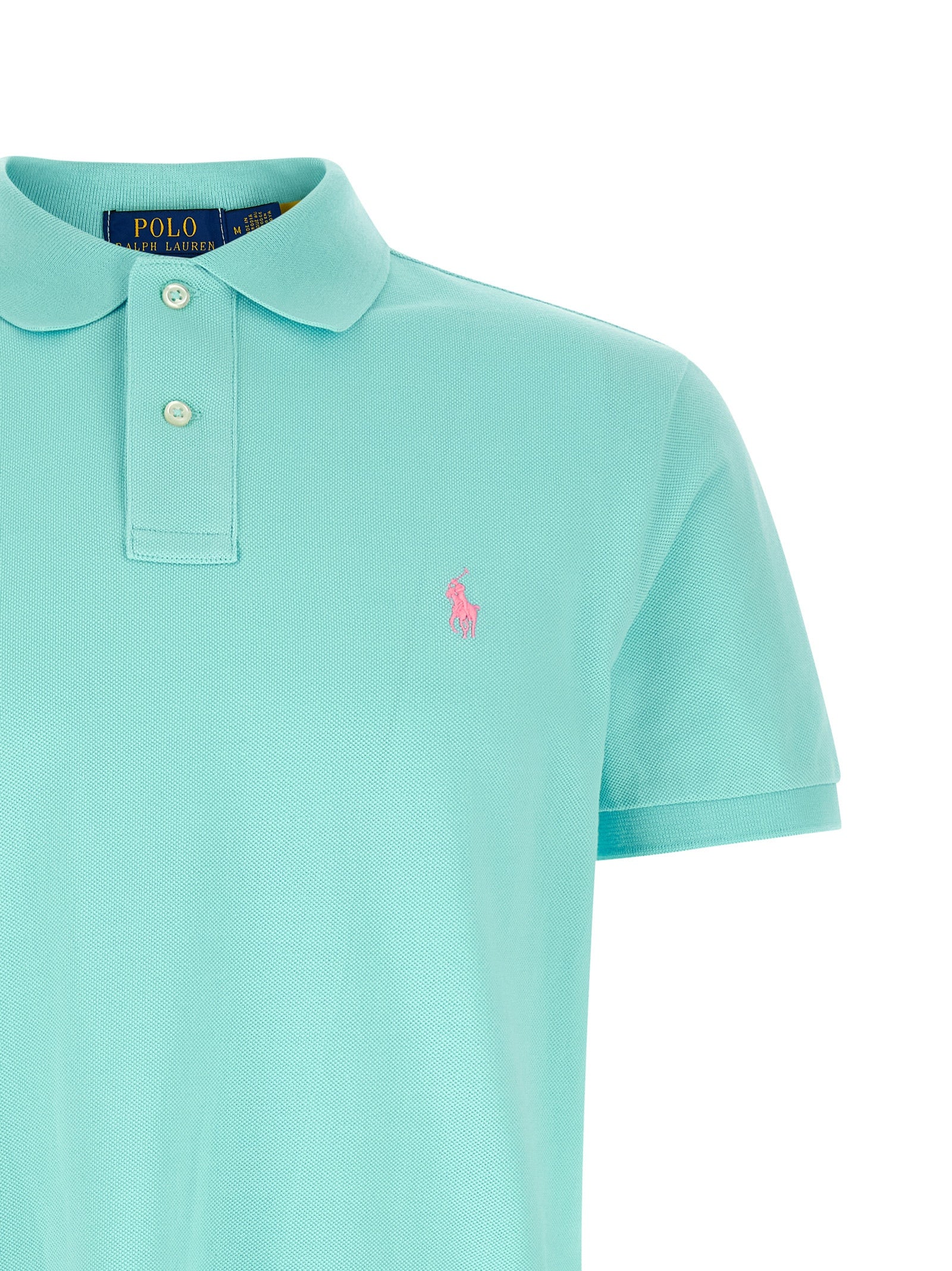 Logo embroidery polo shirt Light Blue Cotton