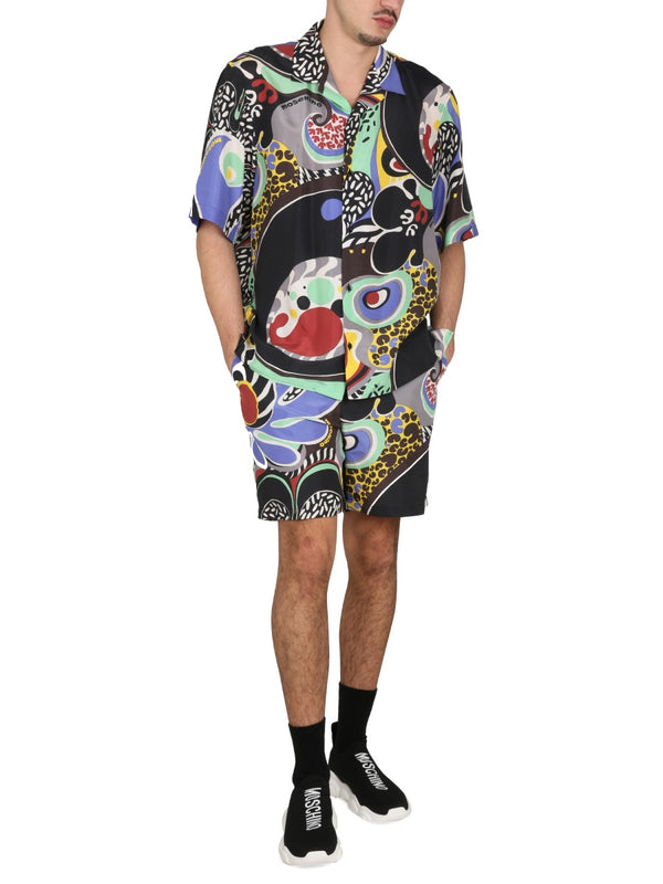 Psychedelic Print Bermuda Shorts Multicolour Silk