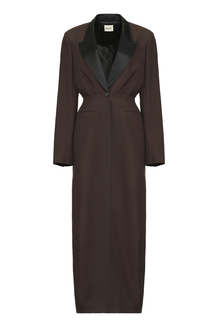 Bellow Single-Breasted Long Coat Brown Polyamide