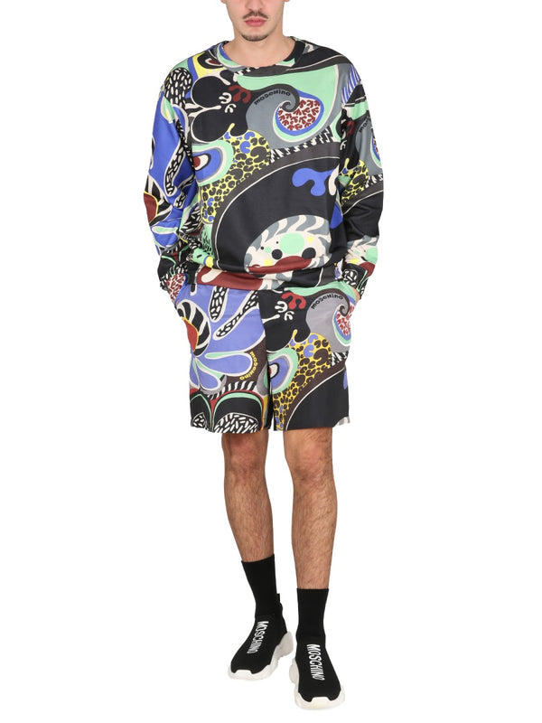 Psychedelic Print Sweatshirt Multicolour Polyester Cotton Sweatshirts