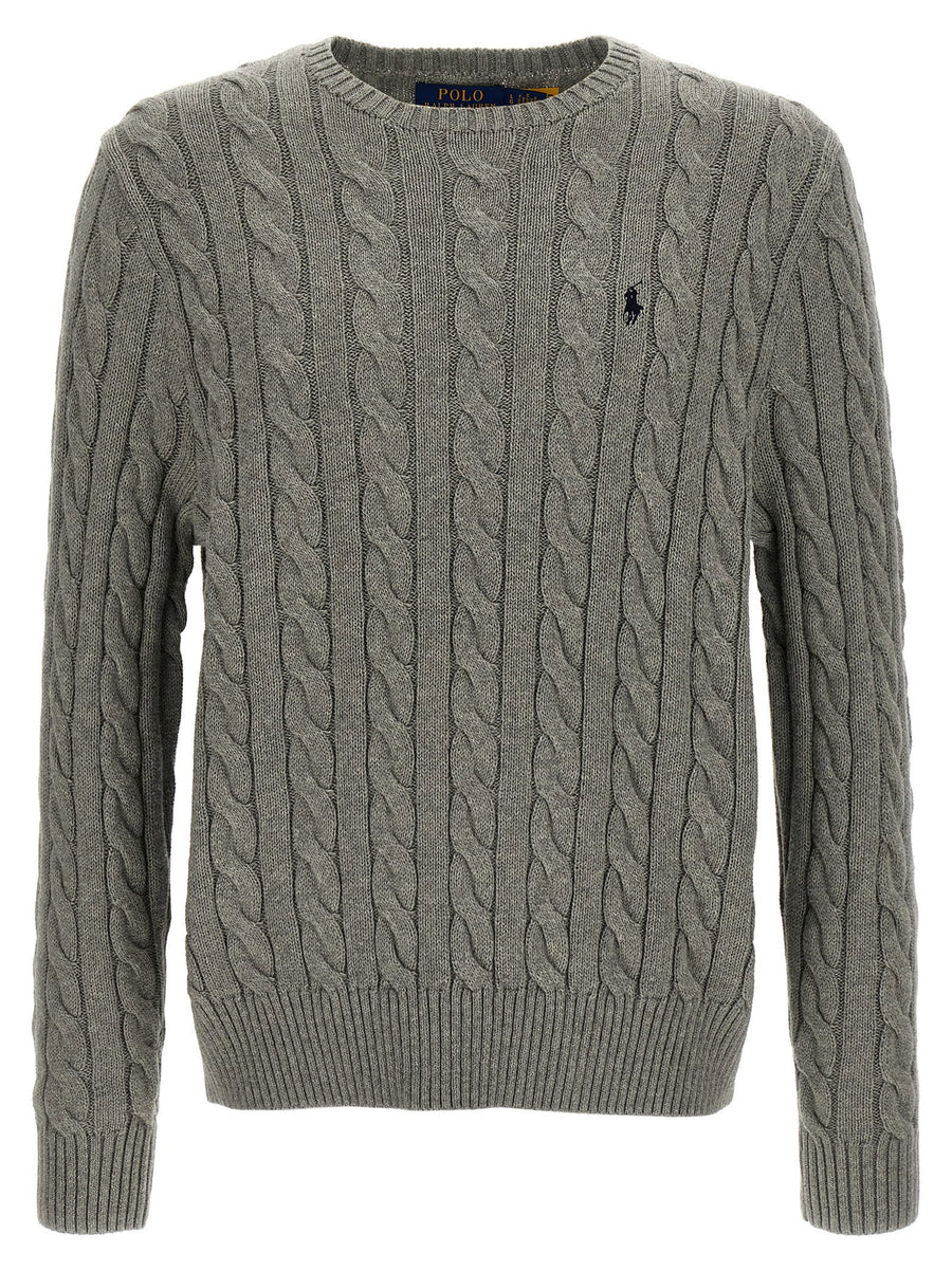 Polo Ralph Lauren Cable-Knit Cotton Sweater — Gray